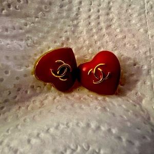 Authentic Chanel red heart zipper pulls and or replacement buttons